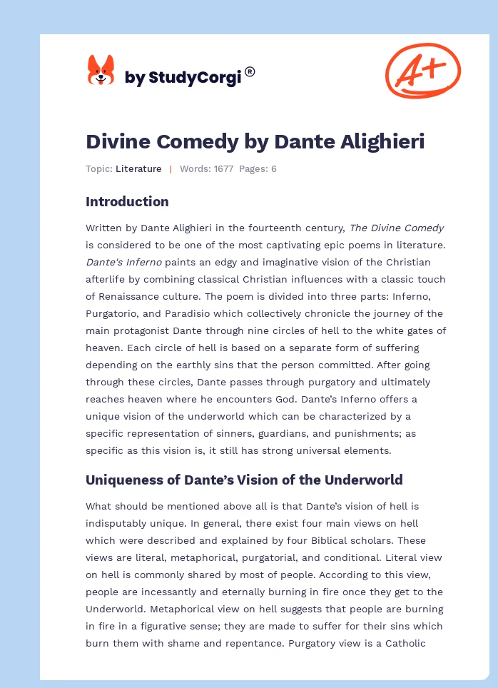 Divine Comedy by Dante Alighieri. Page 1