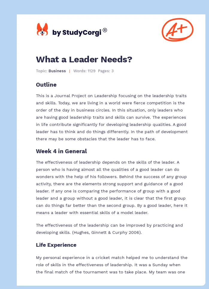 What a Leader Needs?. Page 1