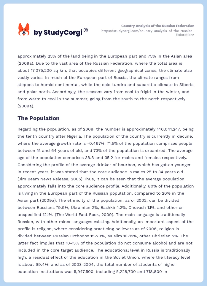 Country Analysis of the Russian Federation. Page 2