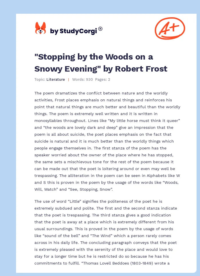 "Stopping by the Woods on a Snowy Evening" by Robert Frost. Page 1