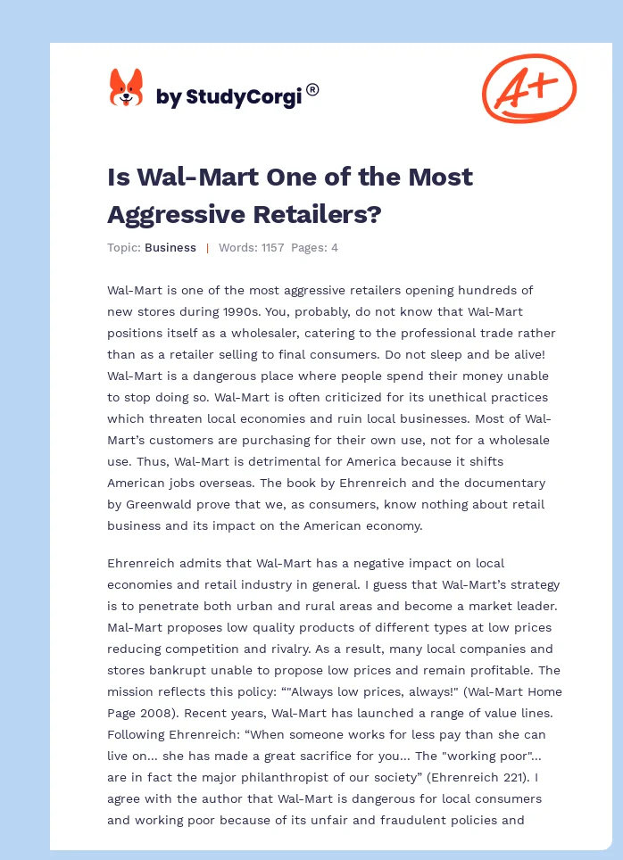 Is Wal-Mart One of the Most Aggressive Retailers?. Page 1