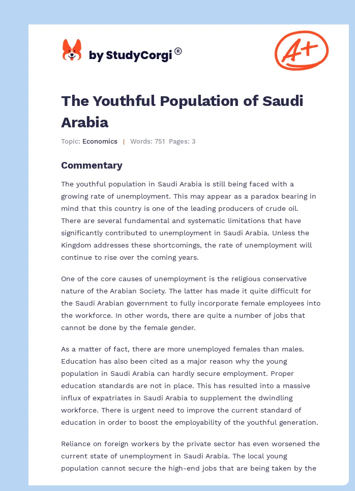 The Youthful Population of Saudi Arabia. Page 1