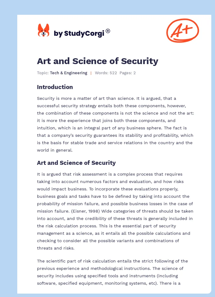 Art and Science of Security. Page 1