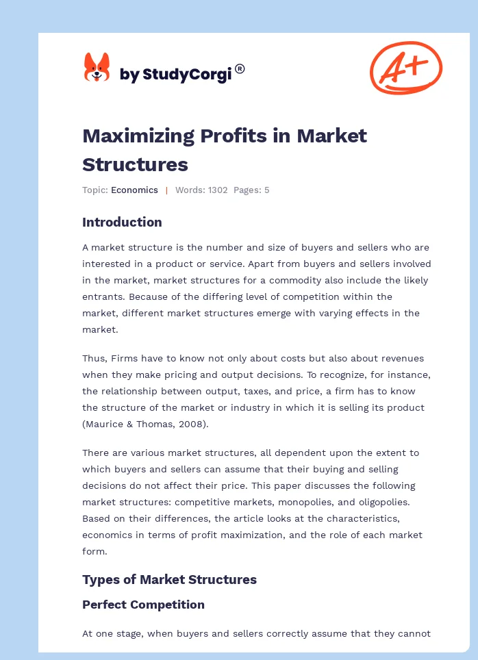 Maximizing Profits in Market Structures. Page 1