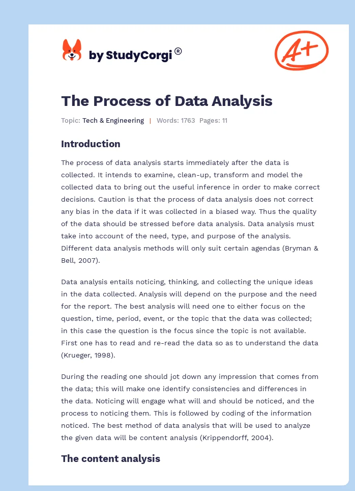 The Process of Data Analysis. Page 1