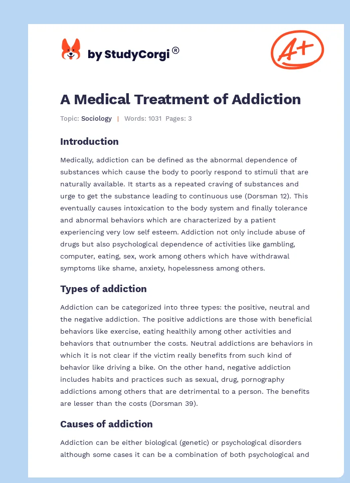 A Medical Treatment of Addiction. Page 1
