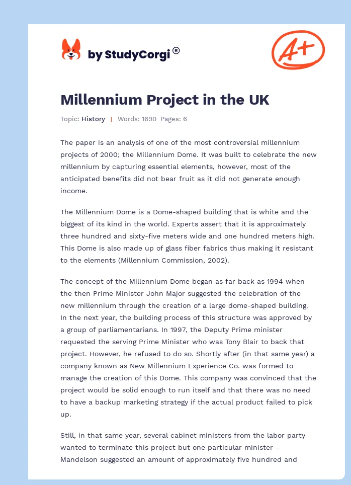 Millennium Project in the UK. Page 1