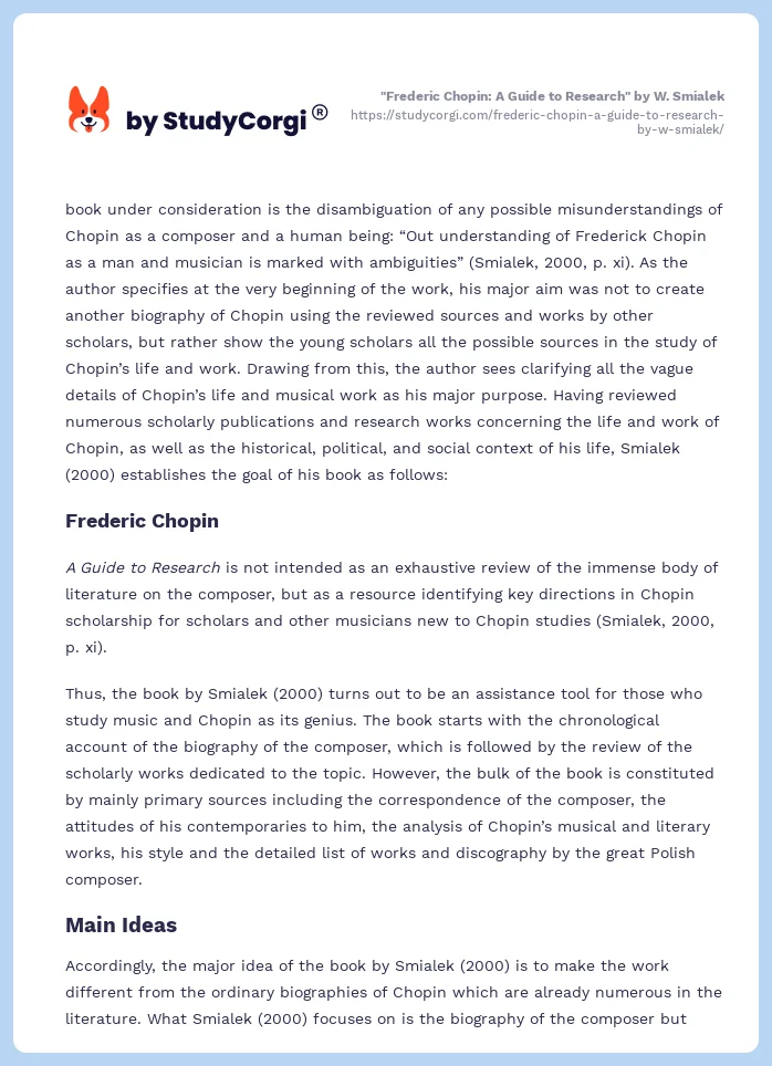 "Frederic Chopin: A Guide to Research" by W. Smialek. Page 2