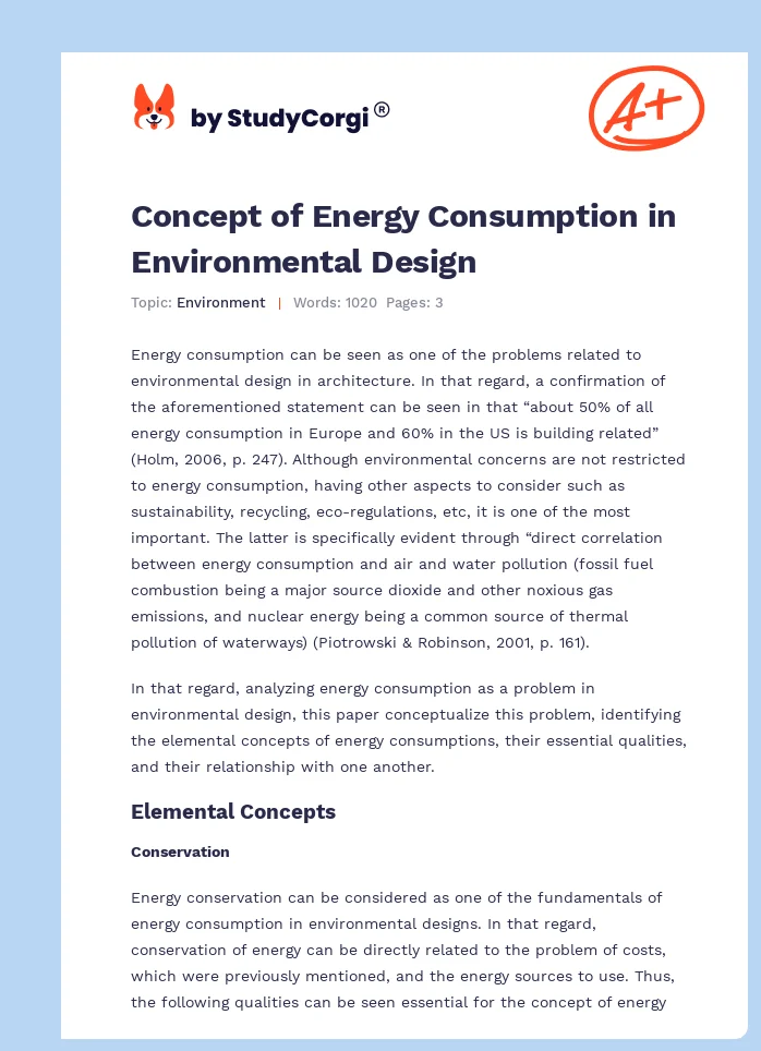 Concept of Energy Consumption in Environmental Design. Page 1