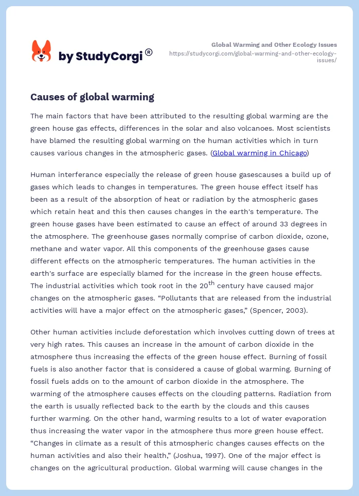 Global Warming and Other Ecology Issues. Page 2