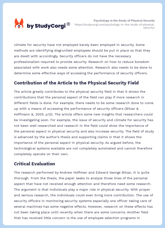 Psychology in the Study of Physical Security. Page 2