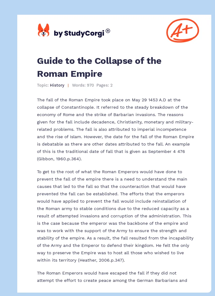 Guide to the Collapse of the Roman Empire. Page 1