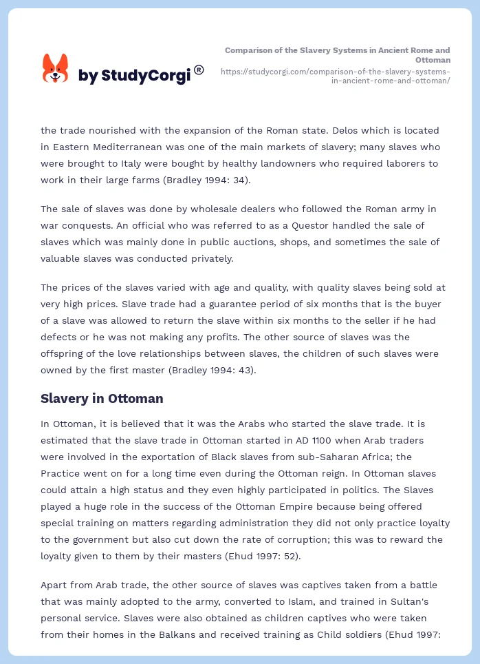 Comparison of the Slavery Systems in Ancient Rome and Ottoman. Page 2