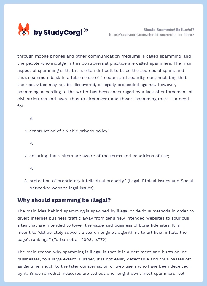 Should Spamming Be Illegal?. Page 2