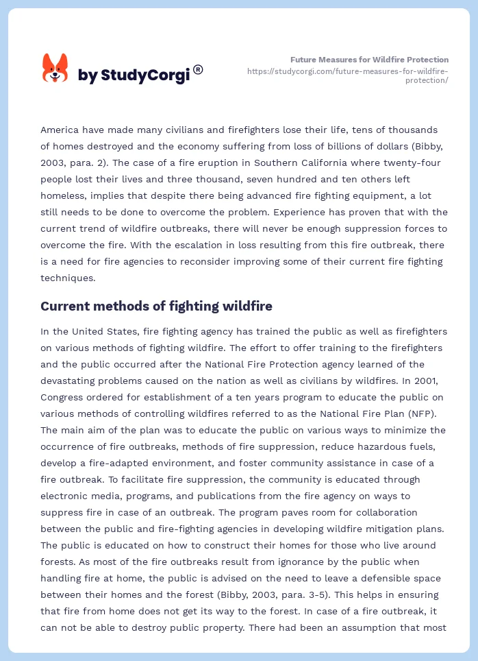 Future Measures for Wildfire Protection. Page 2