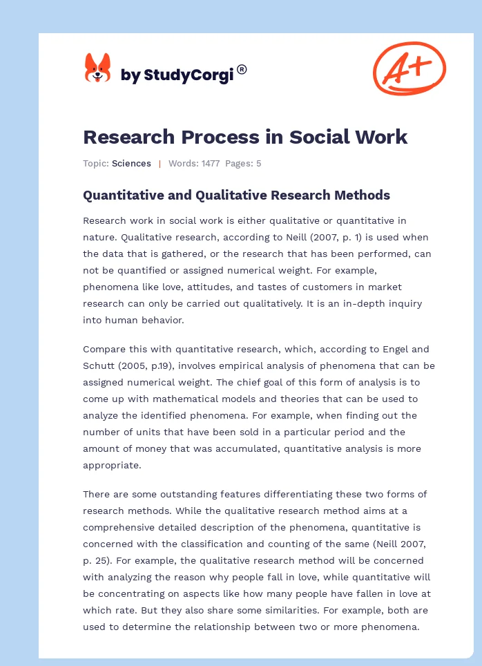 Research Process in Social Work. Page 1