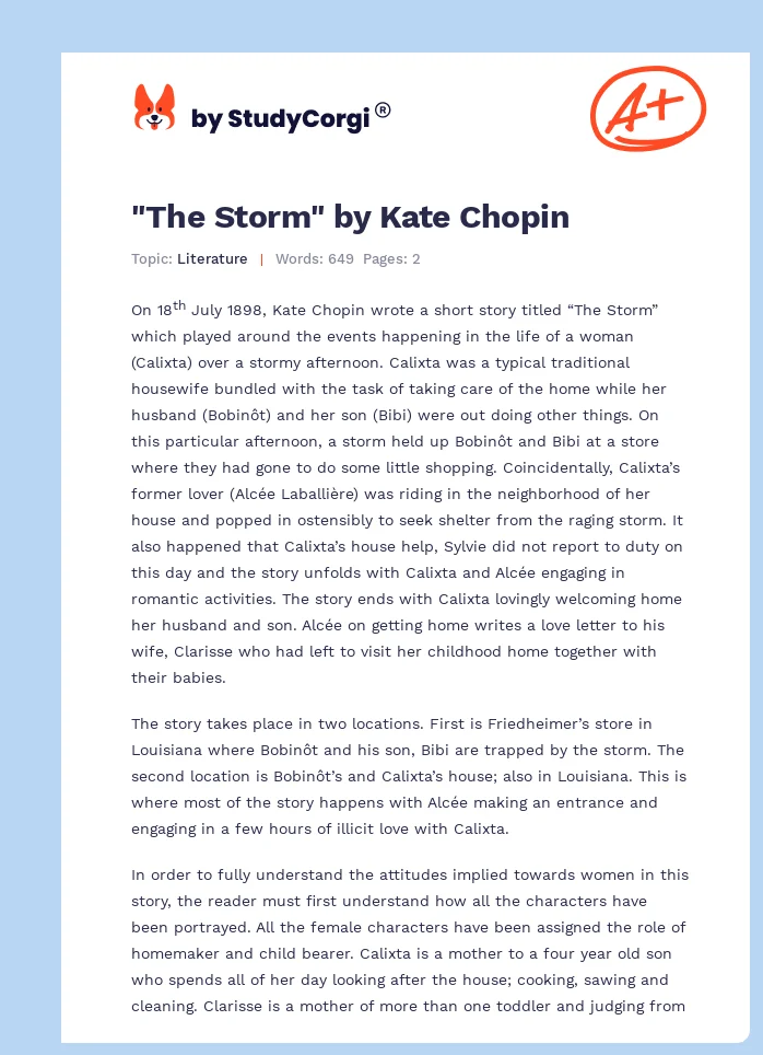 "The Storm" by Kate Chopin. Page 1