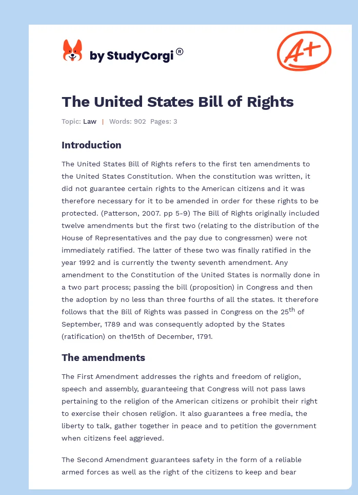 The United States Bill of Rights. Page 1