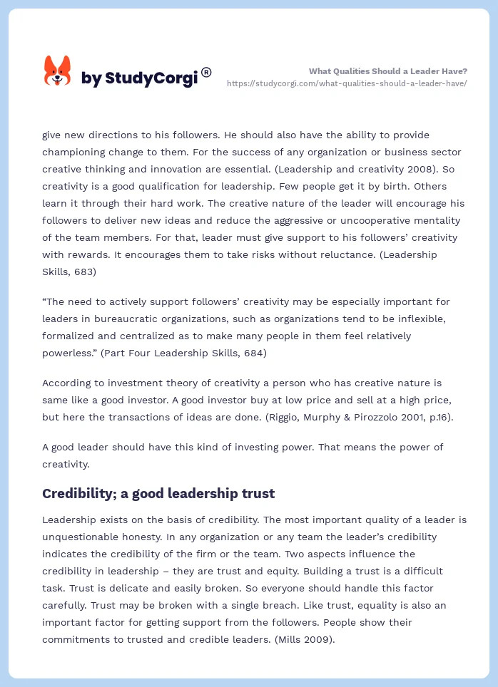 What Qualities Should a Leader Have?. Page 2