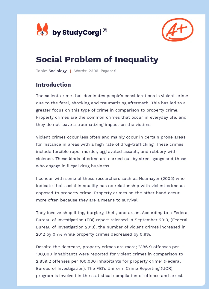 Social Problem of Inequality. Page 1
