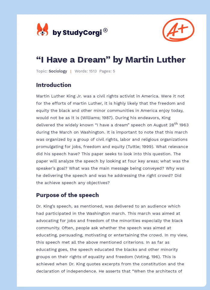“I Have a Dream” by Martin Luther. Page 1