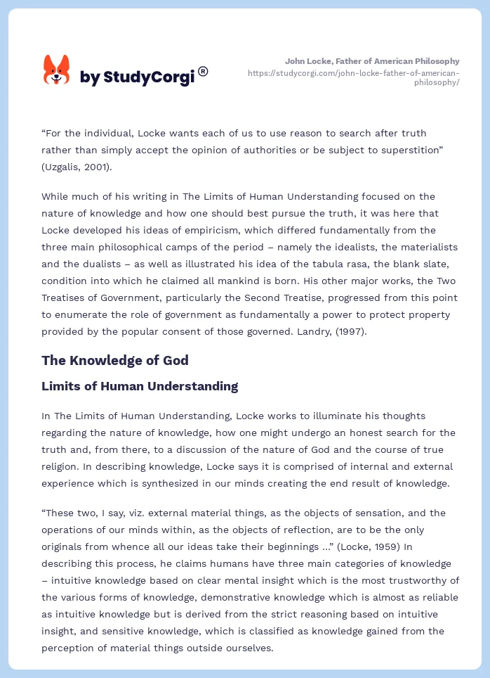 John Locke, Father of American Philosophy. Page 2