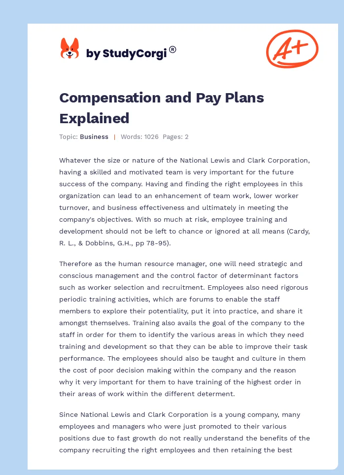 Compensation and Pay Plans Explained. Page 1