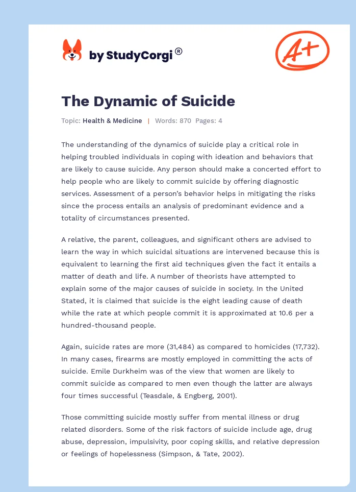 The Dynamic of Suicide. Page 1