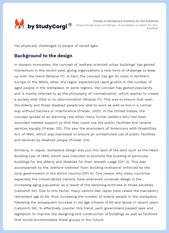 Design of Workplace Suitable for the Disabled. Page 2