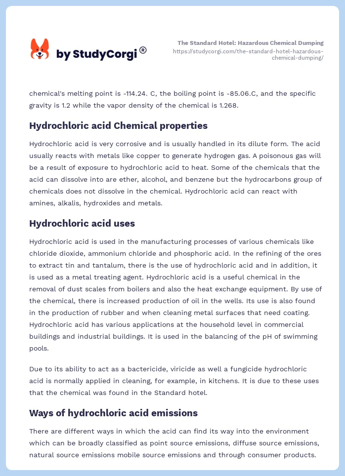 The Standard Hotel: Hazardous Chemical Dumping. Page 2