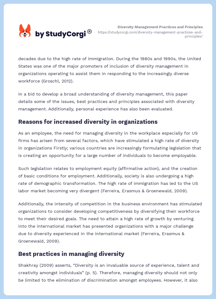Diversity Management Practices and Principles. Page 2