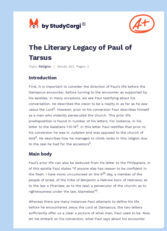The Literary Legacy of Paul of Tarsus. Page 1