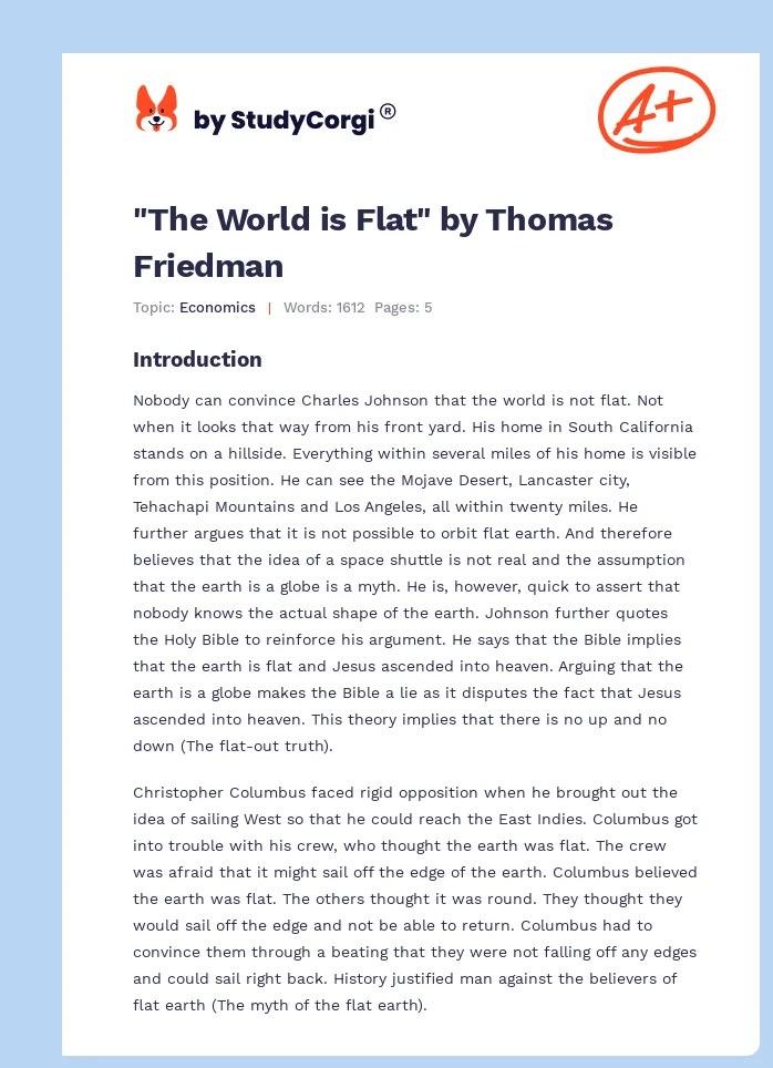 "The World is Flat" by Thomas Friedman. Page 1