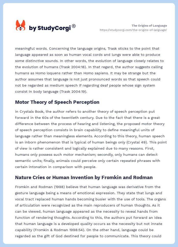 The Origins of Language. Page 2
