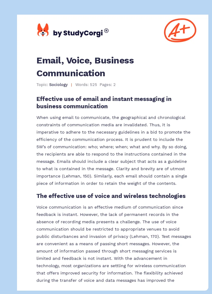 Email, Voice, Business Communication. Page 1