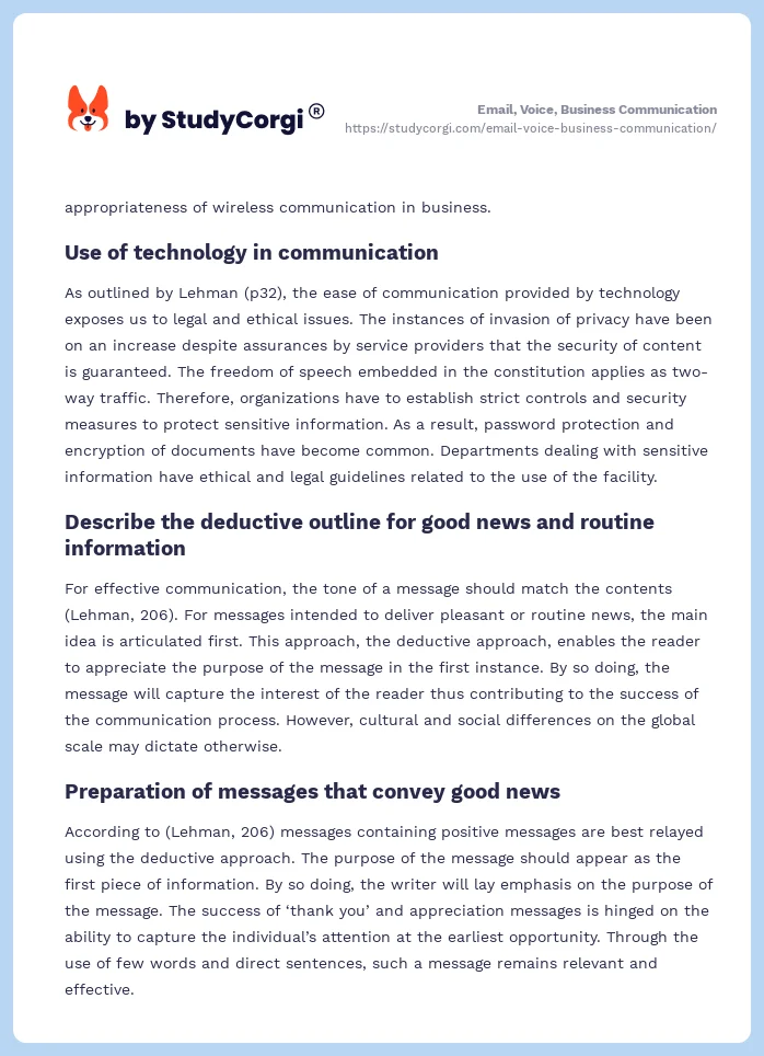 Email, Voice, Business Communication. Page 2