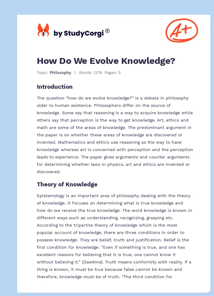 How Do We Evolve Knowledge?. Page 1
