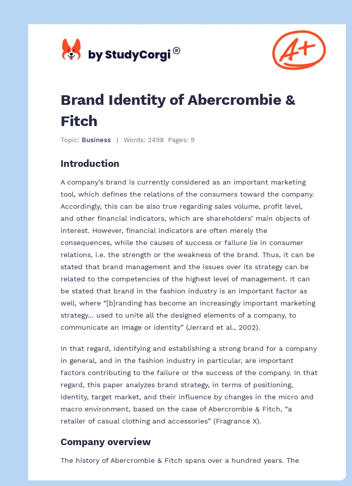Brand Identity of Abercrombie & Fitch. Page 1