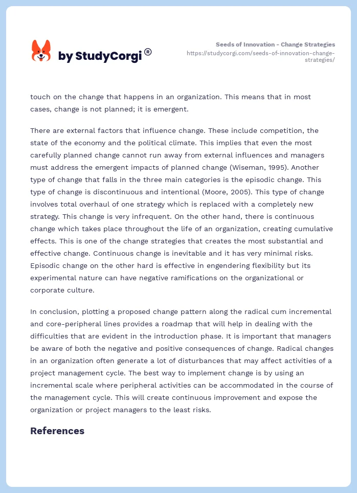 Seeds of Innovation - Change Strategies. Page 2