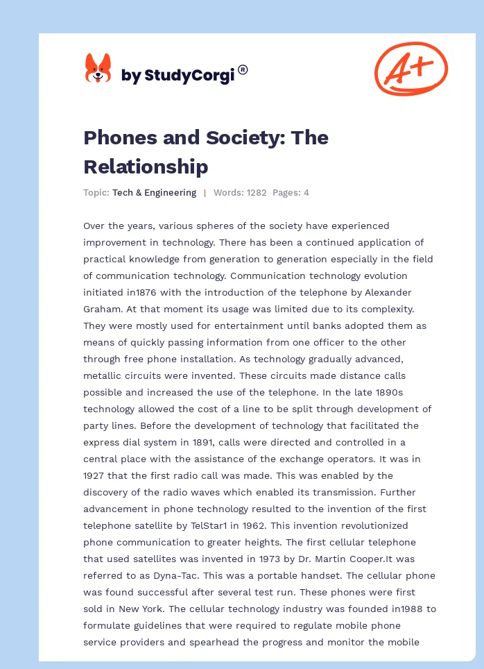 Phones and Society: The Relationship. Page 1