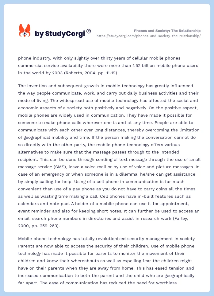 Phones and Society: The Relationship. Page 2