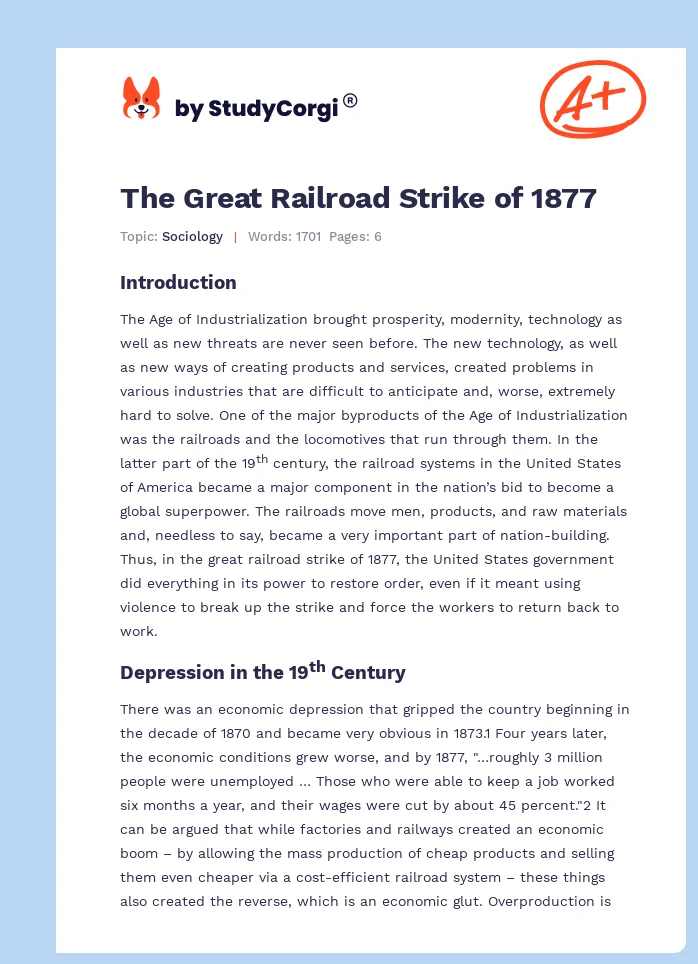 The Great Railroad Strike of 1877. Page 1