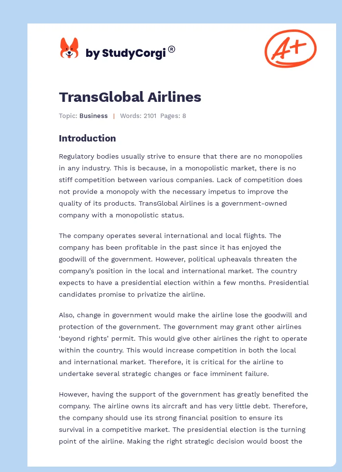 TransGlobal Airlines. Page 1