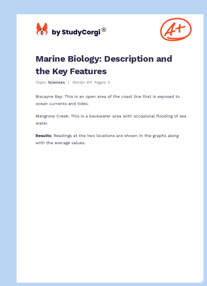 Marine Biology: Description and the Key Features. Page 1