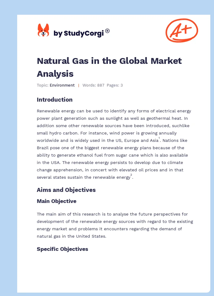 Natural Gas in the Global Market Analysis. Page 1