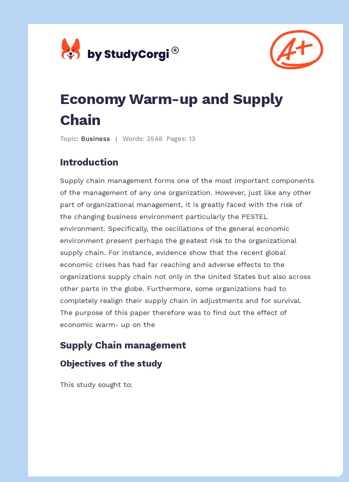 Economy Warm-up and Supply Chain. Page 1