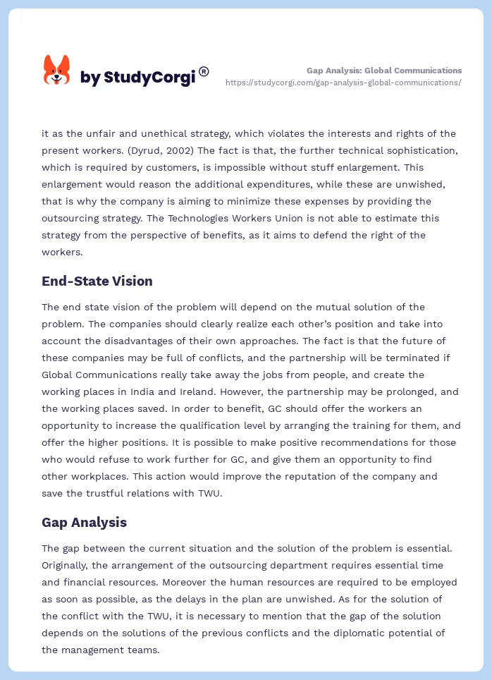 Gap Analysis: Global Communications. Page 2