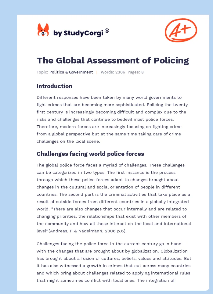 The Global Assessment of Policing. Page 1