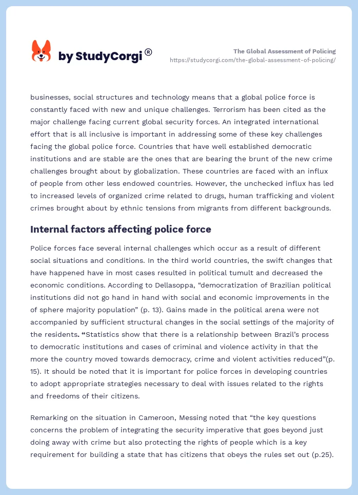 The Global Assessment of Policing. Page 2