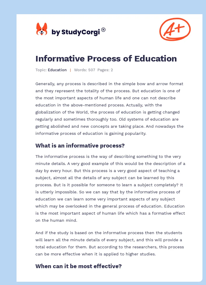 Informative Process of Education. Page 1
